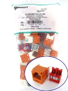 (24-PACK) Panduit CJ5E88TGOR-24 Cat5e Mini-Com Jack Module, Orange ~STSI - Picture 1 of 4