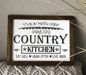 Country Kitchen 12x8” Wooden Sign plaque Country farmhouse - Picture 1 of 2