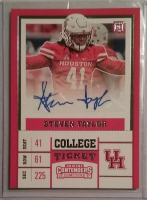 2017 Panini Contenders College Ticket STEVEN TAYLOR Auto Rookie  - Image 1 of 3