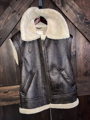 Chaleco Free People Marrón Oscuro Cuero Vegano, Pastor, Moto Bomber Mujer’s Xs Foto 1 de 4