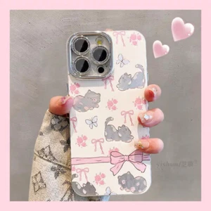 Cute Flower Cat Phone Case Cover Hot Glitter Diamond For iPhone 16 15 14 13 12 - Photo 1 sur 15
