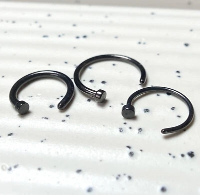 1шт черный титан покрытием хирургической стали нос обруч ювелирные изделия 16g 18g 20g 22g - Изображение 1 из 4
