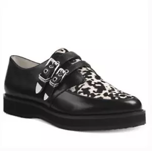 MICHAEL Michael Kors Cassie Loafer Wht/Blk, Printed Haircalf Sz 8M NIB - Picture 1 of 2
