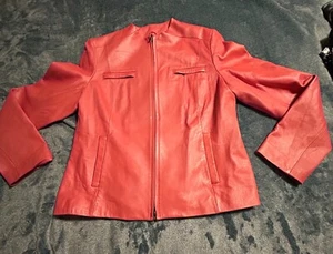 Alfani Pearl Pink Leather Women's Racer Jacket Size L - Picture 1 of 7