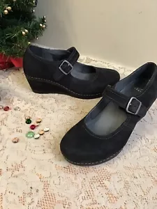 Dansko Black Nubuck Suede Mary Jane Women’s Size 10.5 / 11 Wedge Heels Shoes - Picture 1 of 8