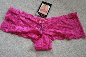 Leg Avenue Pink Stretch Lace Tanga with Satin Bow Accent panty Underwear Sz 1X - Picture 1 of 5