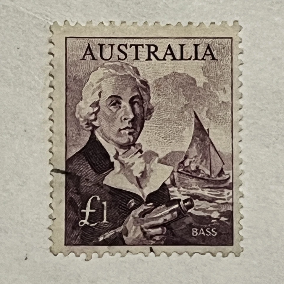 Australia 1964 £1 sello #378 usado, George Bass y Tom Thumb Whaleboat Foto 1 de 2