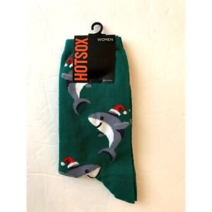 Socks, NWT, Shark with a santa hat, Hotsox, women's 9-11 sock size