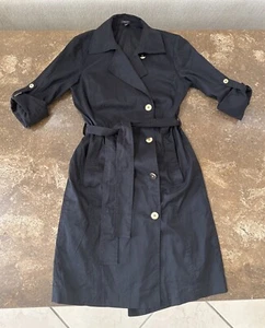 Chaqueta de trinchera ligera Ann Taylor para mujer talla 4 negra manga enrollada damas - Imagen 1 de 12