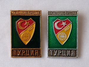 Turkish Football Federation badge vintage Lot 2x Turkey soccer fan sport pin set - Picture 1 of 4