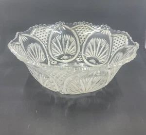 Vintage Cut Glass Crystal Bowl w/Intricate Pattern Scalloped Tooth Edge 8-1/2" - Picture 1 of 11