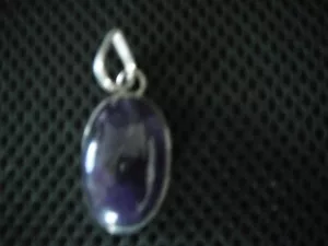 Large Classic Unique Silver Purple Oval Cabochon Amethyst Pendant 2" - Picture 1 of 2