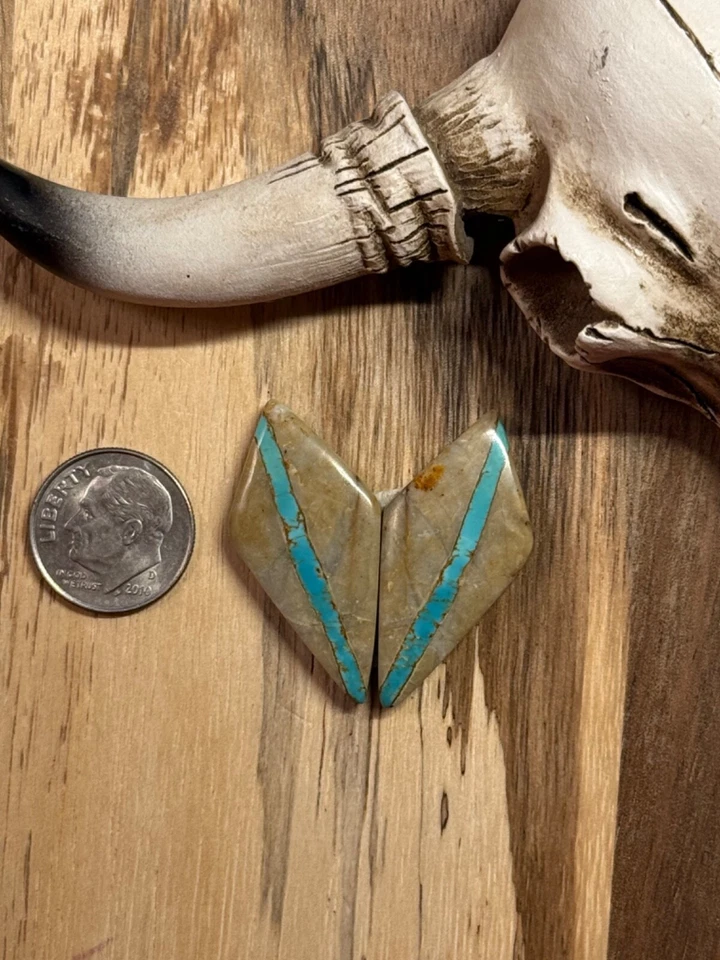 Royston Cinta Turquesa Par Cabujón Respaldo a Juego Foto 1 de 1