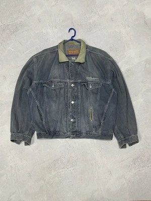 Diesel Denim Chaqueta Bomber Vintage Logo Cuero Cuello Botones Foto 1 de 4