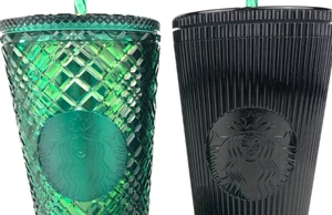 Starbucks 2023 Studded Tumblers Bundle - Matte Black & Jewel Green 16 oz mit Deckel - Bild 1 von 9