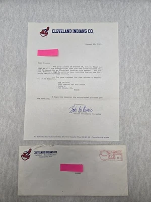 Cabeza de carta Wahoo Jefe de los Indios de Cleveland 1981 de colección firmada por Bob Dibiasio Foto 1 de 4