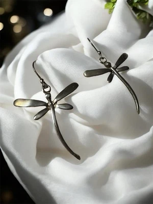Beautiful Sterling Silver Dragonfly Dangle Earrings - Image 1 of 4
