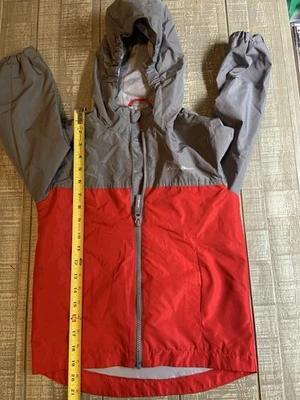 Cortavientos Eddie Bauer ~Niños Grandes~Niños~ Nylon Rojo y Gris Con Capucha Talla XS 5/6 Foto 1 de 4