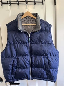 Eddie Bauer EBTEK Goose Down Puffer Vest Men’s Large Navy Gray Zip Up Reversible - Picture 1 of 9