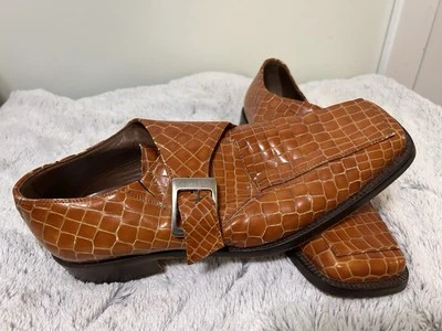 Vero Cuoio 牛津正装鞋男式 42(美国 9)意大利棕色鳄鱼皮 — 第 1/4 张图片