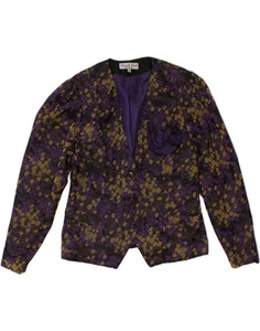 VINTAGE Womens Abstract Pattern 3 Button Blazer Jacket EU 38 Medium Purple BY06 - Picture 1 of 3