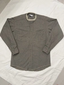 VTG Wrangler Mandarin Banded Collar Western Button Up Long Sleeve Shirt Size MED - Picture 1 of 10