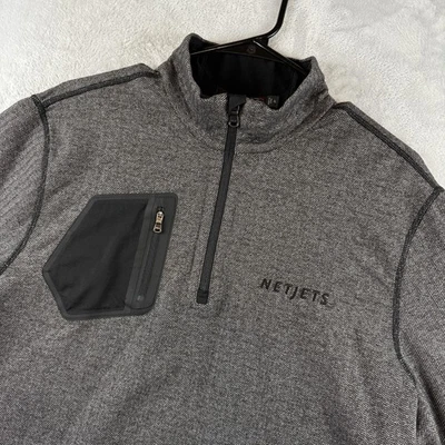 Suéter RLX Ralph Lauren Para Hombres XL Gris Cuarto Cremallera NetJets Pullover Espiga Foto 1 de 4