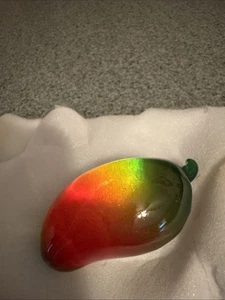 Vibrant Yellow, Orange And Green Elegant Glass Mango Figurine - Picture 1 of 6