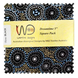 5" Charm Pack - Dreamtime schwarz australische Aborigines Stoff vorgeschnitten M538.54 - Bild 1 von 5