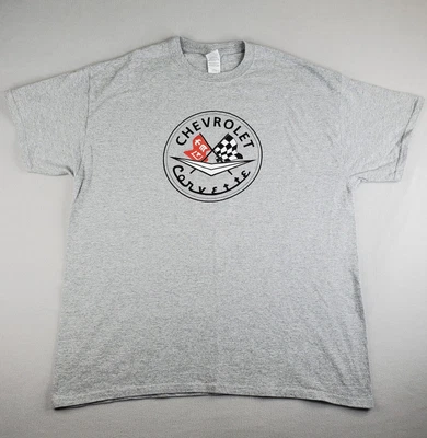 Camisa Chevrolet Corvette Para Hombres XL Gris Banderas de Coche de Carreras Logo Doble Cara Gráfico Foto 1 de 4