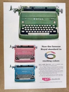 1955 Royal Standard Macchina da scrivere in verde, rosa e blu stampa vintage annuncio - Foto 1 di 1