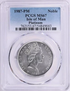 Isla de Man 1987-PM Platinum Noble 1987-PM graduación profesional MS-67 - Imagen 1 de 4