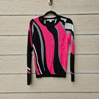 DVF Brenna sweater pink black white gray with small hole size small - Image 1 of 4