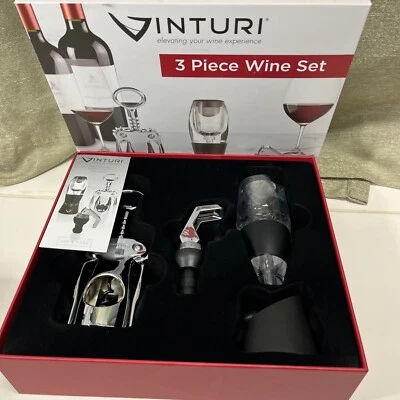 Винный инструмент Vinturi 3 штуки с винным аэратором, открывалкой для вина и пробкой НОВЫЙ  - Изображение 1 из 4
