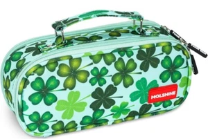 molshine Federmäppchen mit großer Kapazität, bedruckt gepresst mehrere Schlitze 4 Blatt grün - Bild 1 von 5