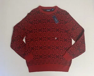 Christmas Sweater Mens M Chaps Red Black Knit NWT - Picture 1 of 11