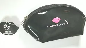OH Fashion "Forever Love" Girls Fashion Cosmetic Bag, Black, Zipper - Picture 1 of 1