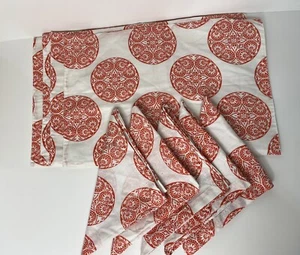Pottery Barn Gretta Coral/White Set of 4 Placemats Set of 5 Napkins - Picture 1 of 9