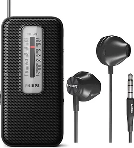 Radio de bolsillo portátil Philips AM FM a batería, transistor compacto AM FM - Imagen 1 de 5