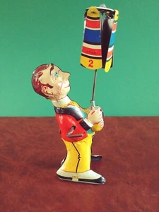1930s JDN Distler Tin wind-up Circus Propeller Man Tinplate Carnival Clown Gely - Picture 1 of 8