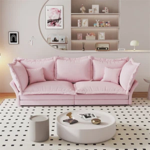 90.55" Modern Comfy Upholstered Sofa Cloud Couch w/Large Pillows for Living Room - Picture 1 of 18