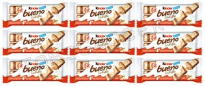 9 KINDER BUENO WHITE Chocolate Covered Cream Filled Wafers Sweets 39g 1.4oz - Picture 1 of 6
