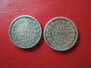 J6254 NETHERLANDS SILVER 1881+ 1882 10 CENTS SEE DESCRIPTION . - Picture 1 of 4