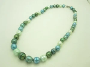 Honora Sterling Silver Clasp Blue Green Pearl Beaded Link Necklace 18" - Picture 1 of 3