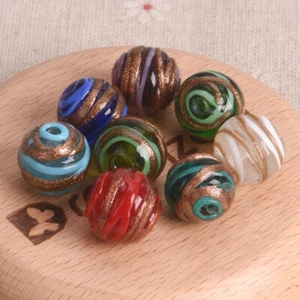 5pcs Round 14mm Skein Ball Shape Handmade Lampwork Glass Loose Beads DIY Jewelry - Picture 1 of 9