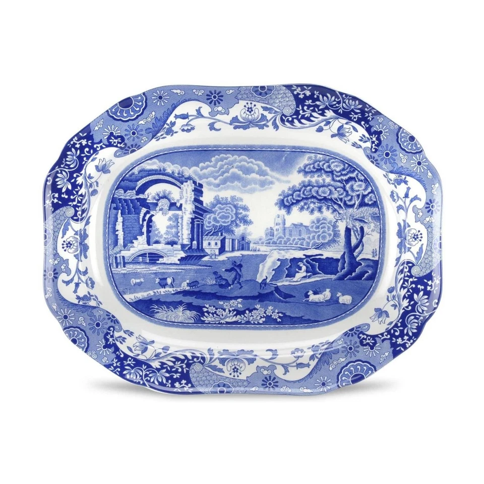Prato oval médio azul italiano Spode - Imagem 1 de 4