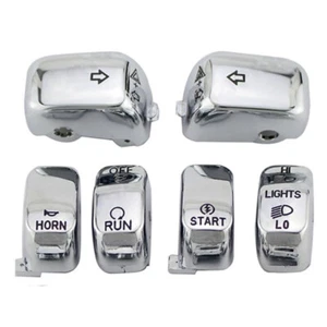 6x Chrome Hand Control Switch Housing Button Cap Kit For Harley Davidson Touring - Picture 1 of 10