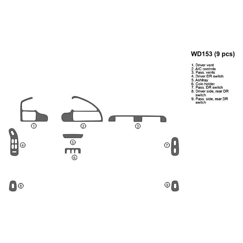 Kit de tablero completo de palo de rosa 2D para Buick Skylark 1996-1998 B&I WD153-SRW 9 piezas Foto 1 de 1