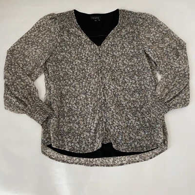 1. Blusa State Mujer M Negra Tostada Floral Manga Globo Calada Campesina Casa de Campo Foto 1 de 4