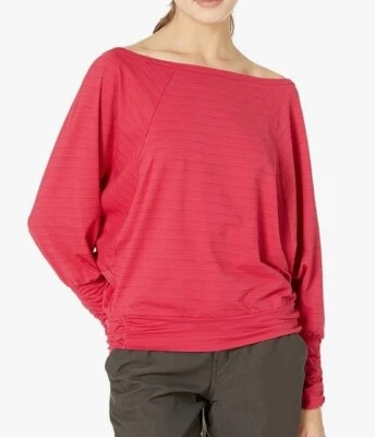 Top para mujer prAna talla XL Ridgeview fruncido recortado mangas raglán a rayas yoga Foto 1 de 4